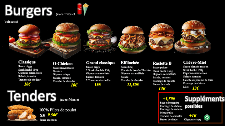 Menu Burgers O16th